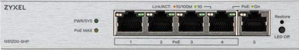 Immagine prodotto Zyxel GS1200-5HPV3 5-Port Gigabit PoE+ web/smart managed (5 porte)