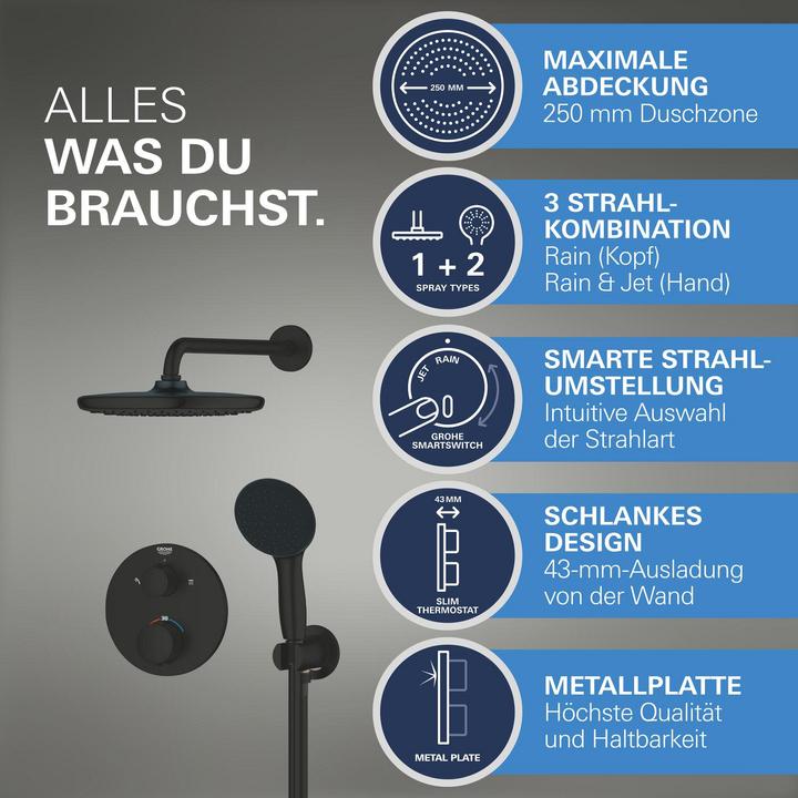 Image du produit Grohe Precision Thermostat Unterputz-Duschsystem mit Vitalio Start 250 Kopfbrause und Vitalio Start 110 Ha