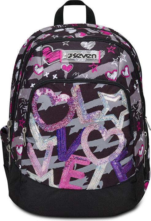 Actual product image Seven Advanced School Backpack Draft Heart Black (32 l)