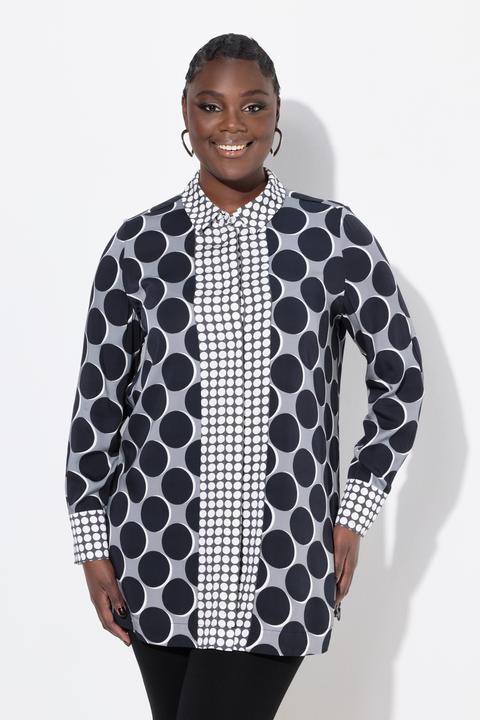 Actual product image Ulla Popken Mixed Polka Dot Long Sleeve Tunic Blouse (46, 48)