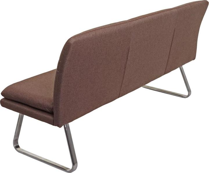 Produktbild Swisshandel24 Sitzbank, Esszimmerbank Bank Polsterbank, Rückenlehne Stoff/Textil Edelstahl gebürstet - braun 180cm (180 cm)