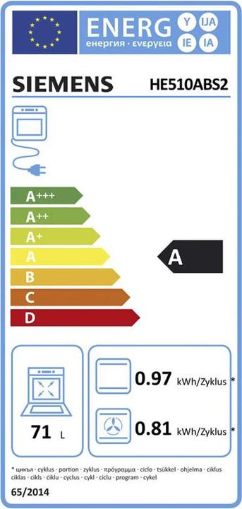 Energie-Label Siemens HE510ABS2 & EA645GE17 Herdset 230V