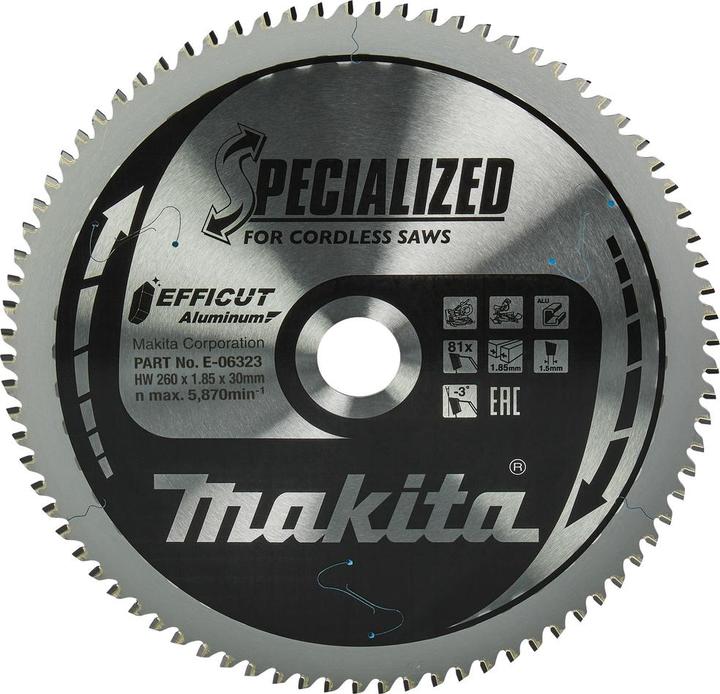 Produktbild Makita Sägeblatt 260x1,5x30, 81Z EFFICUT