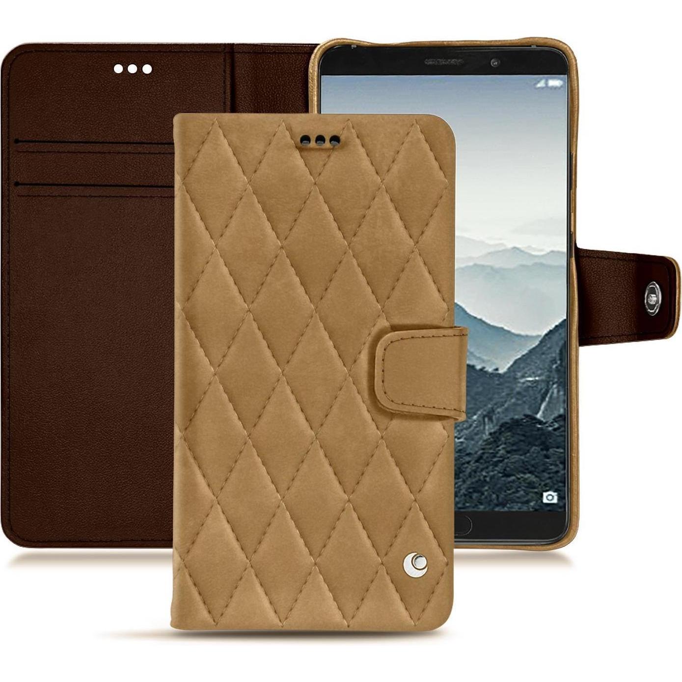 Noreve Lederschutzhülle Wallet (Huawei Mate 10), Smartphone Hülle, Braun