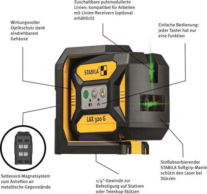 Actual product image Stabila Kreuzlinien Lot Laser LAX 320 G 5-teiliges Set