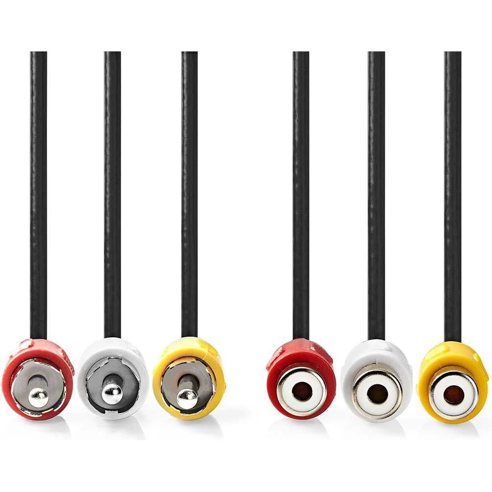Thumbnail - Nedis Composite-Videokabel 3x Cinch-Stecker 3x Cinch Buchse Vernickelt 480p 2.00 m Rund (2 m, Cinch), Video Kabel