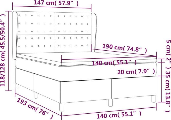 Actual product image vidaXL Boxspringbett (140 x 190 cm)