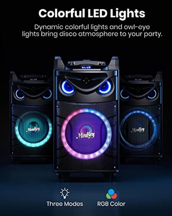 Produktbild MouKey Karaoke-Anlage MK3016 mit Woofer & Mikrofonen (Subwoofer aktiv)