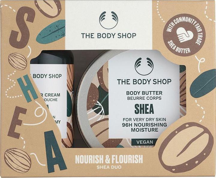 The Body Shop Nourish Flourish Shea Duo Körperbutter und Duschgel Set - 50ml Körperbutter und 60ml Duschgel (Körperpflegeset)