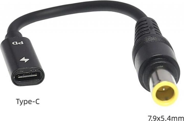 Actual product image PowerGuard USB-C to Lenovo IBM Thinkpad Adapter round plug (7.9 x 5.4mm) (90 W)