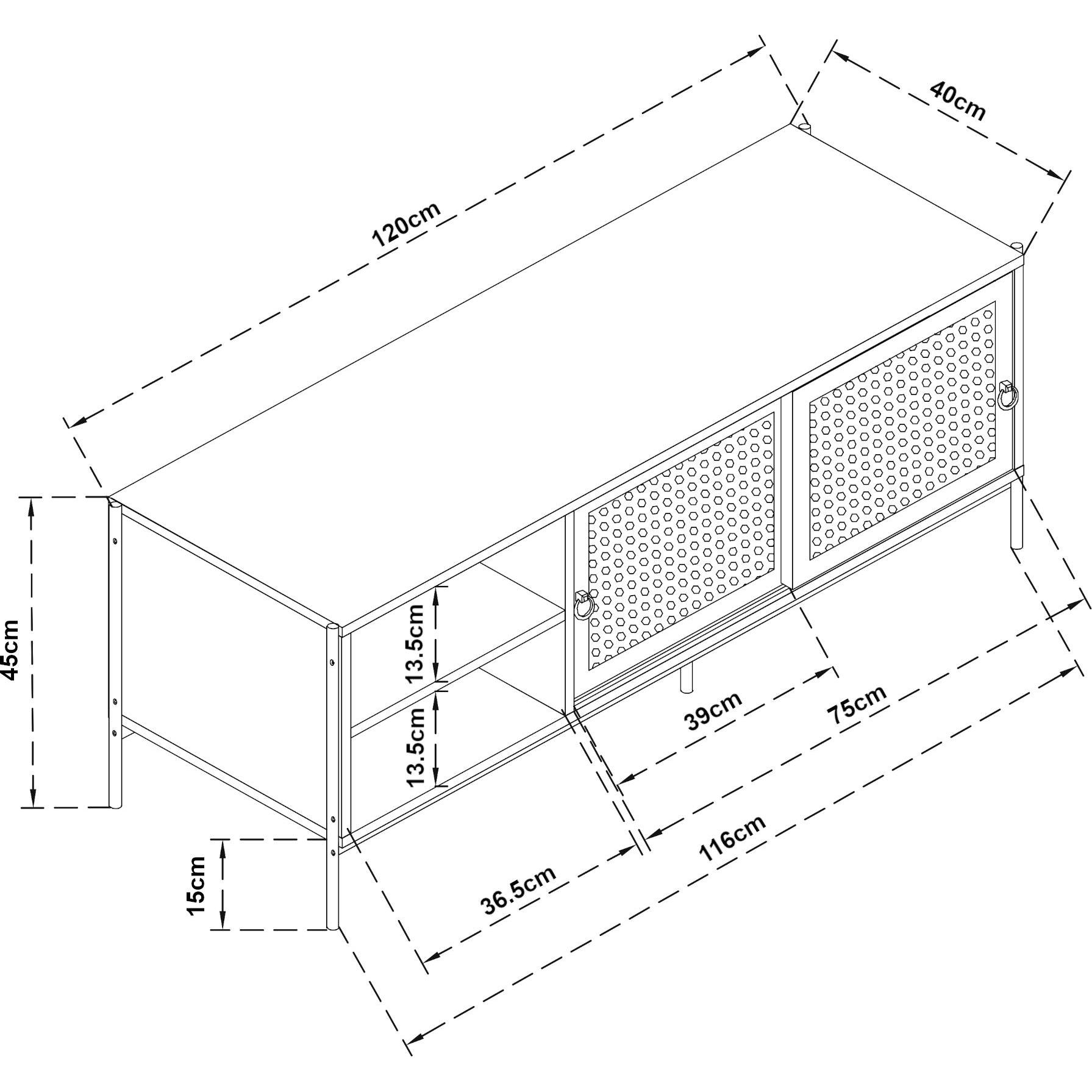 Thumbnail - En.Casa, TV Möbel, Stryn (120 x 40 x 45 cm)