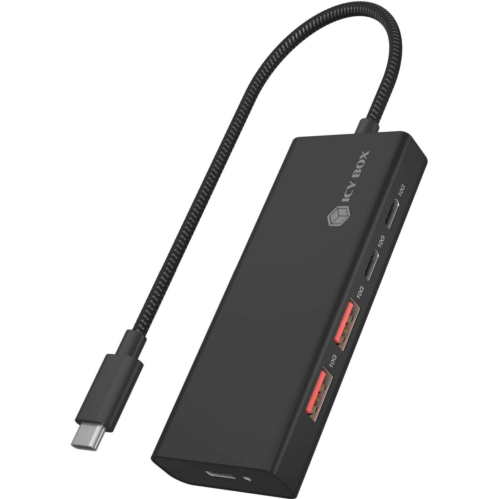 Icy Box IB-HUB1436-CPD (USB-C, 4 Ports), Dockingstation + USB Hub, Schwarz