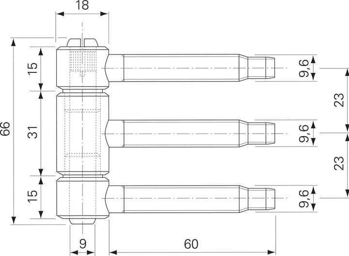 Produktbild SFS Einbohrband (Steckband) 3-teilig, ø 18mm Höhe 61 mm Türband, Edelstahl
