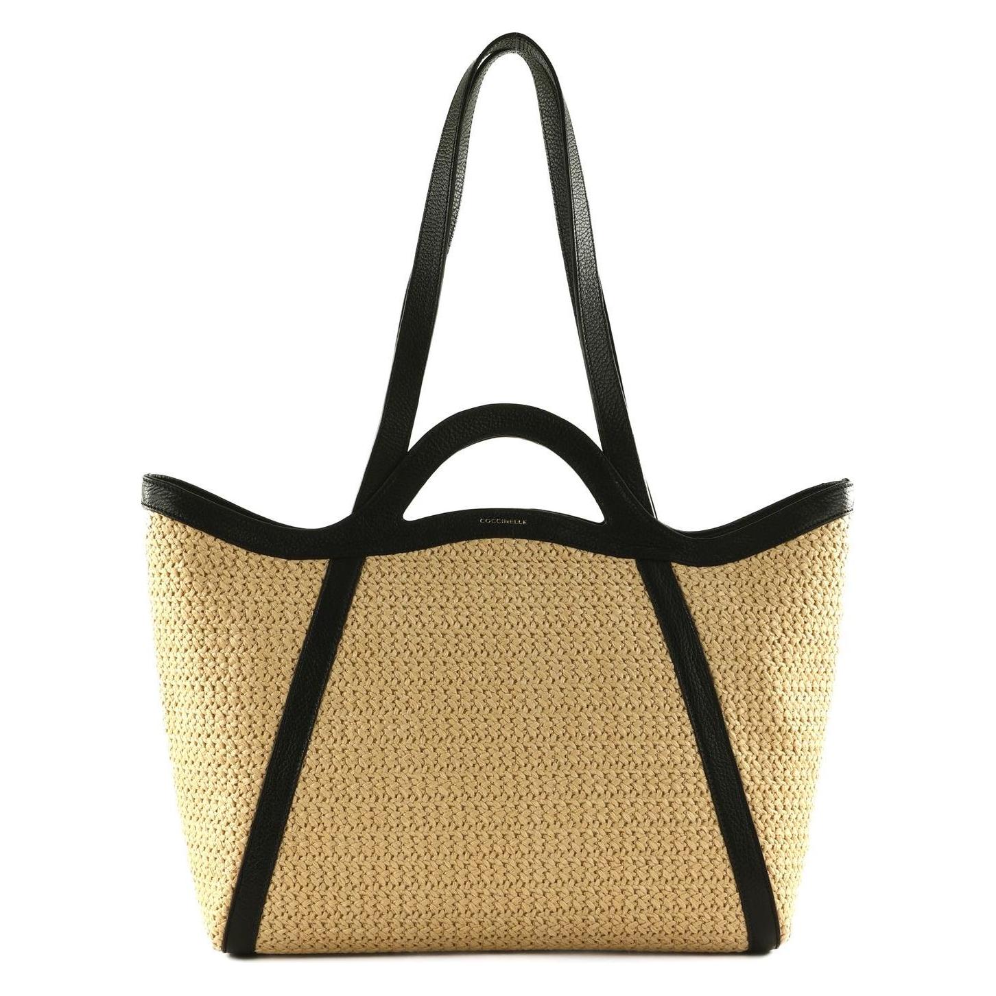 Coccinelle, Damen, Tasche, Amalia Crochet Straw Handbag, Schwarz, Beige