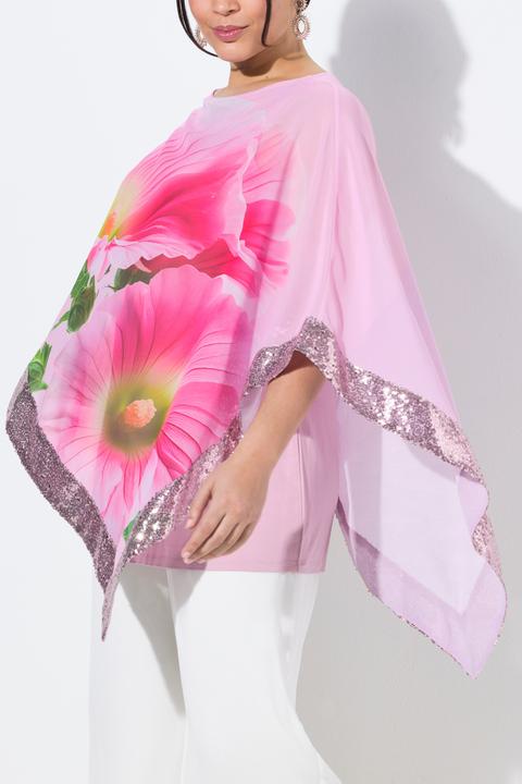 Produktbild Ulla Popken Chiffonbluse, Blüten, U-Boot-Ausschnitt, 3/4-Arm (42, 44)