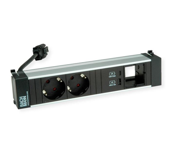 Actual product image Bachmann Power Frame 4-fold 2x socket 1x USB charger A/C 1x CM (916.504) (2x, CEE 7/3)
