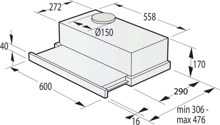 Produktbild Gorenje TH62E3X Dunstabzugshaube Eingebaut Edelstahl ³/h C (Flachschirmhaube)