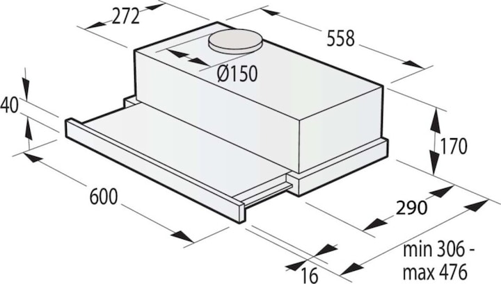Immagine prodotto Gorenje TH62E3X Cappa da incasso in acciaio inox ³/h C (Cappuccio a schermo piatto)