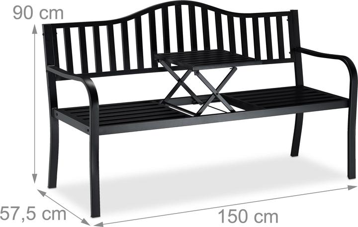Image du produit Relaxdays Banc de jardin avec table pliante