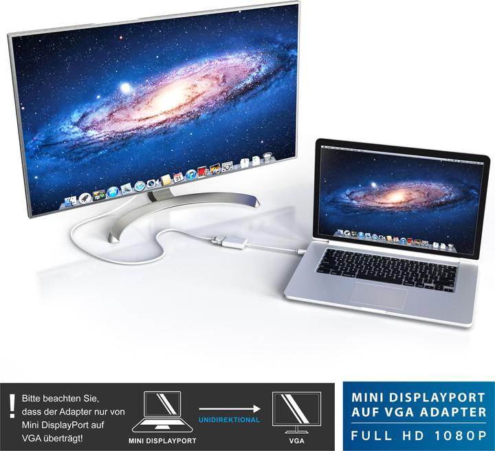 Immagine prodotto CSL Adattatore video da Mini DisplayPort a VGA, cavo adattatore Full HD da MiniDP maschio a VGA femmina (VGA)