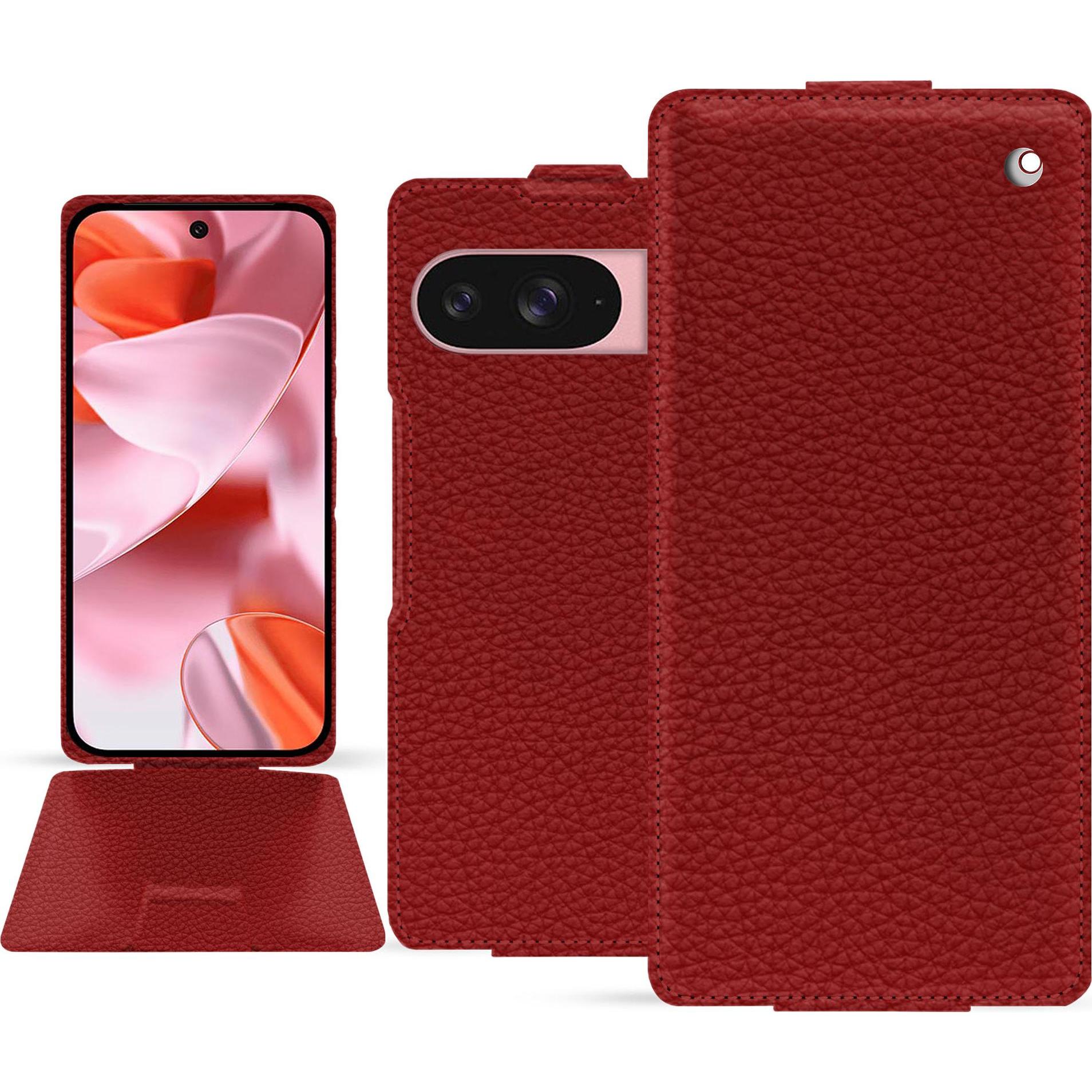Noreve Lederschutzhülle vertikal (Google Pixel 9), Smartphone Hülle, Rot