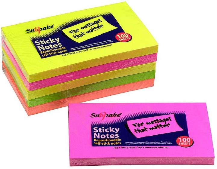 Produktbild Snopake Haftnotizen Neon-farbig Mini 100 Blatt 127mmx76mm (127 x 76 mm)