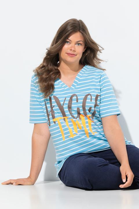 Immagine prodotto Laurasøn Maglia a righe con scollo a V e mezze maniche (48)