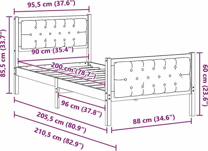 Image du produit vidaXL Modernes Bett (90 x 200 cm)