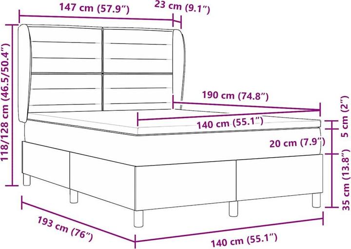 Image du produit vidaXL Boxspringbett (140 x 190 cm)
