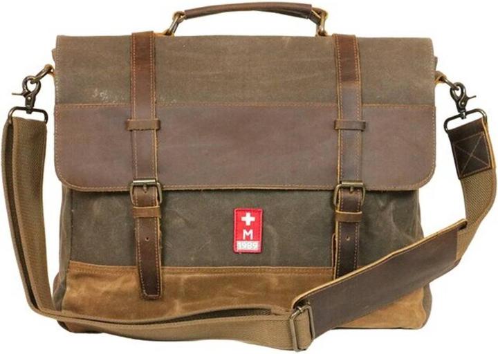 Actual product image Army Shop #4 Briefcase made from army tent fabric waxed