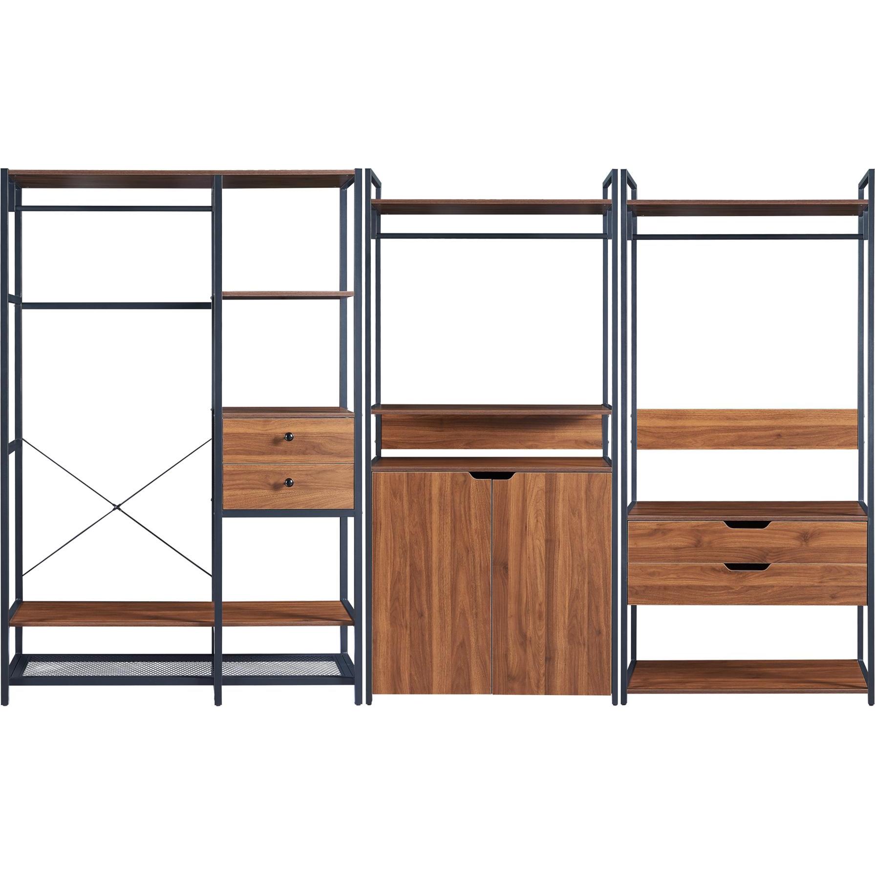 Thumbnail - En.Casa, Kleiderständer + Kleiderstange, Garderobenständer 3er Set Larem 4 Schubladen 1 Schrank