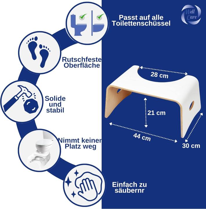 Image du produit Well Care Tabouret de toilette Bois laqué Blanc