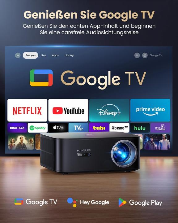 Image du produit WiMiUS 4K Beamer K13 mit Autofokus und Google TV (4K, 1300 lm)