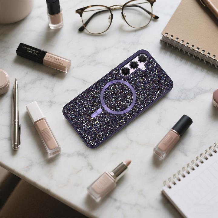 Produktbild Cadorabo Samsung Galaxy A55 5G Hülle kompatibel mit MagSafe Glitzer Case (Samsung Galaxy A55)