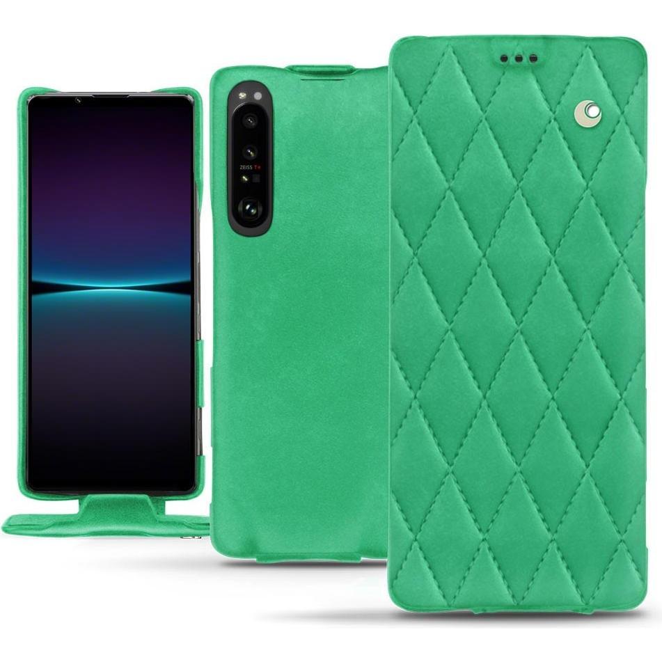 Noreve Lederschutzhülle vertikal (Sony Xperia 1 IV), Smartphone Hülle, Türkis