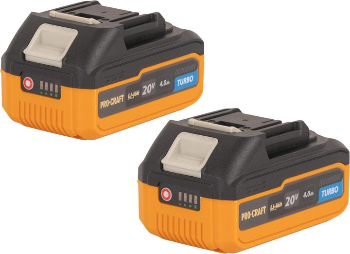 Actual product image Procraft 2x 20/4 Turbo Akku 20 V 4,0 Ah / 4000 mAh Li-ion mit Ladestandsanzeige (20 V)