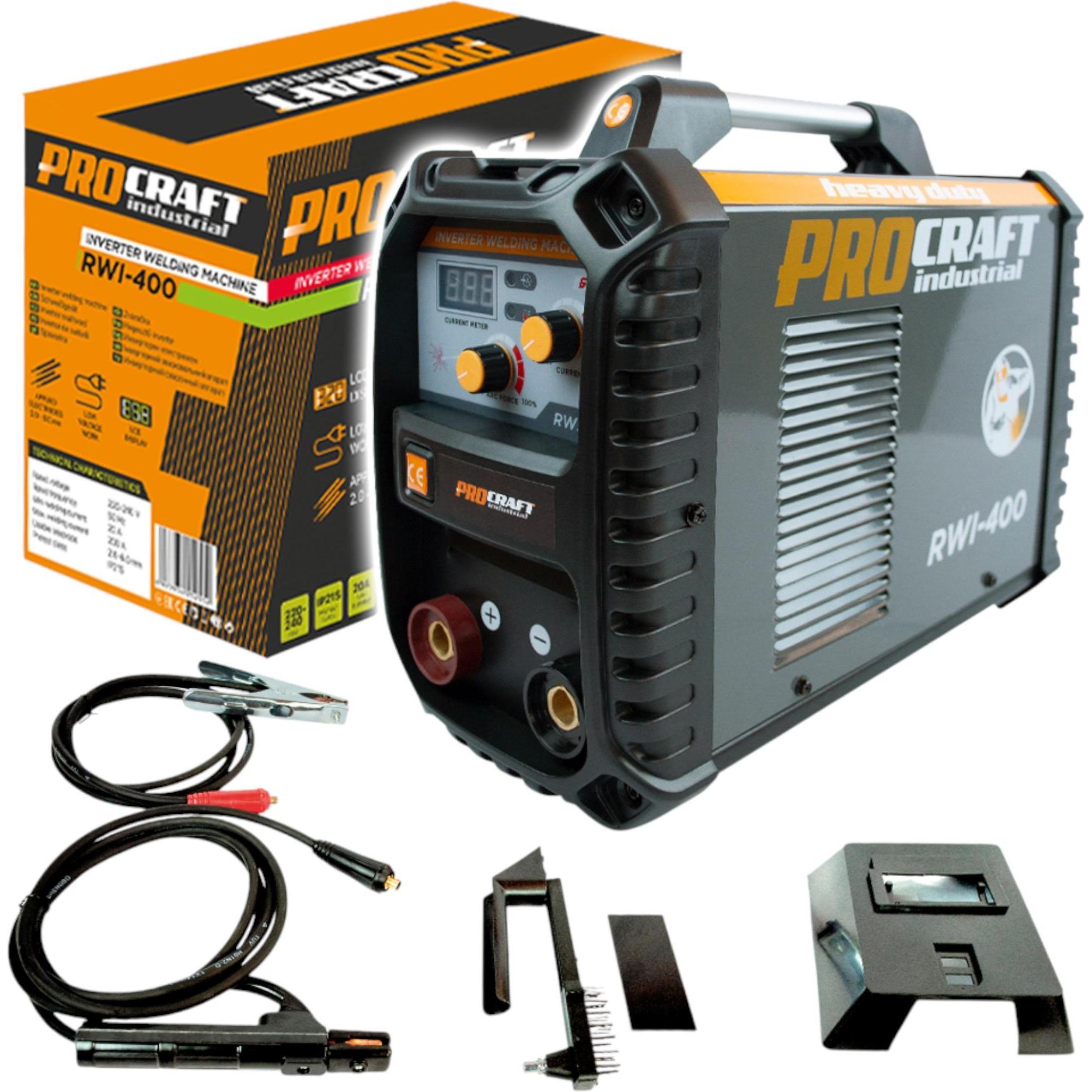 Procraft, Saldatrice, Saldatrice inverter industrial RWI-400 7 kW 20 - 200 A MMA + visiera di protezione per