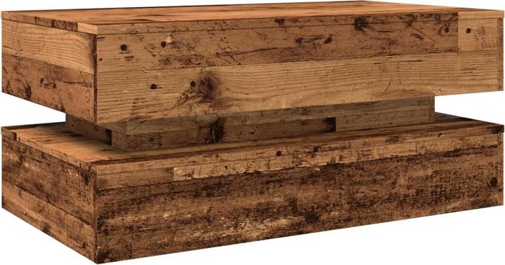 Image du produit VidaXL Table basse Table d'appoint Table de salon avec lampes LED Imitation vieux bois (90 x 50 x 40 cm)