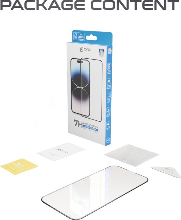 Actual product image prio 3D Anti-Scratch Screen Protector Glass for 15 Plus (6.7 inch) black (1 Piece, Apple iPhone 15 Plus)
