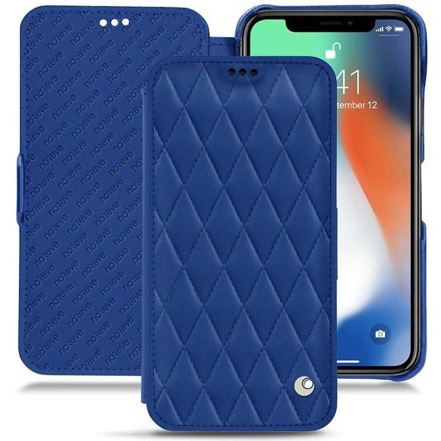 Noreve Lederschutzhülle horizontal (Apple iPhone XR), Smartphone Hülle, Blau