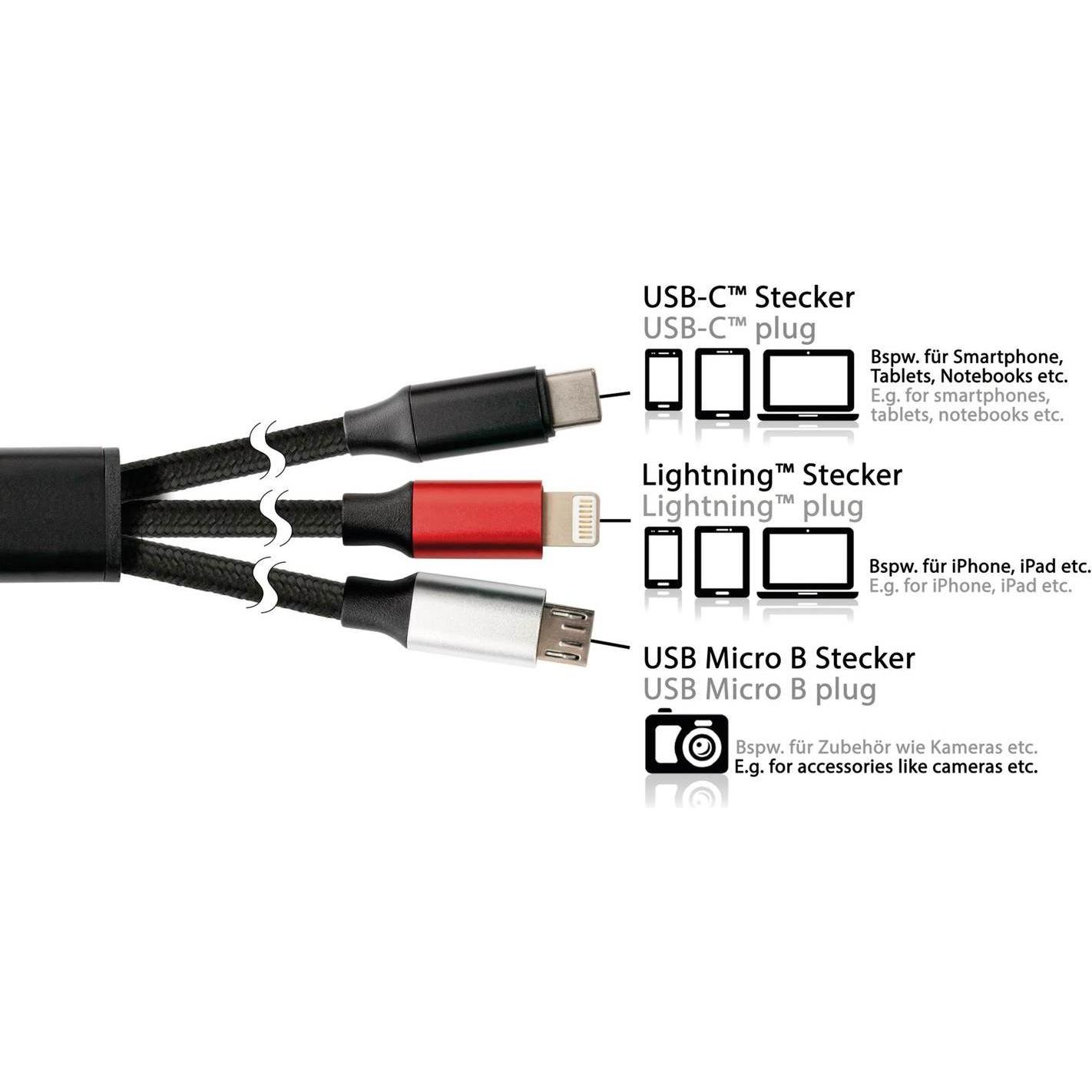 Thumbnail - Python 1.20m USB 6-in-1 Ladekabel USB-A und USB-C an Micro B (1.20 m, USB 3.2 Gen 1), USB Kabel