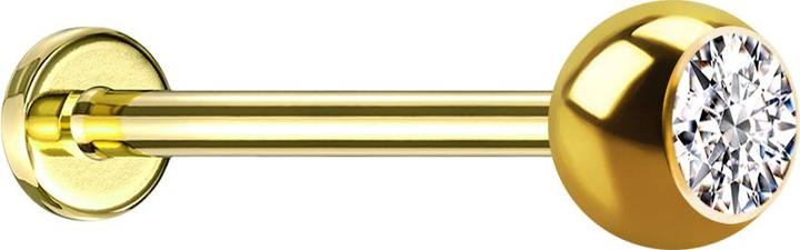 Produktbild Star Piercing Micro Threadless Labret vergoldet mit Kugel Kristall silber (ohne Messing, Chirurgenstahl 316L)