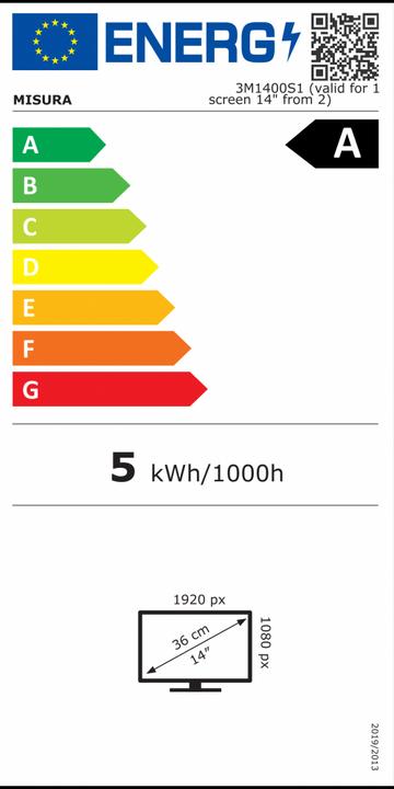 Energie-Label Misura Tragbare LCD-Monitore 14" one cable - 3M1400S1 (1920 x 1080 Pixel, 14")