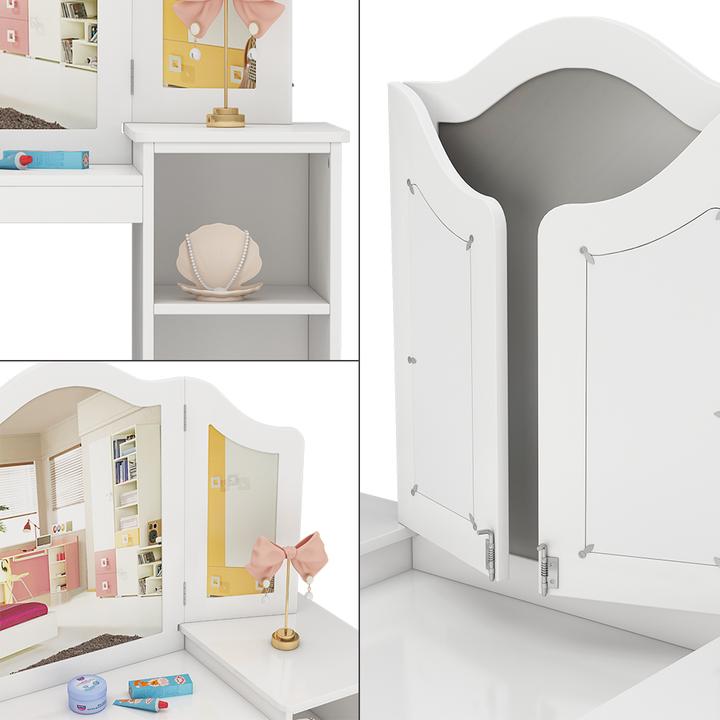 Actual product image Vicco make-up table for children Estella, White, 105 x 118 cm With mirror (41 x 105 x 118 cm)