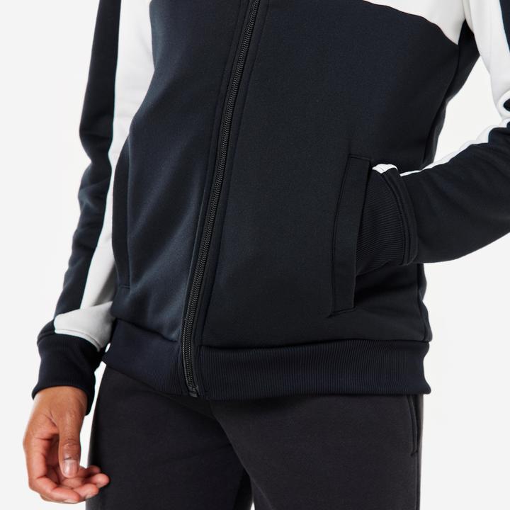 Actual product image Decathlon Training jacket tracksuit kids - black/white (176)