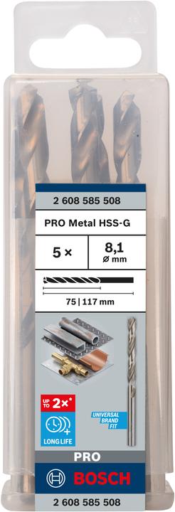 Actual product image Bosch Professional Zubehör PRO Metal HSS-G twist drill, 8.1 x 75 x 117 mm (8.1 mm)