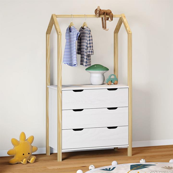 Image du produit IDIMEX Commode pour enfants AMIRA avec tringle à vêtements - blanc (83 cm)