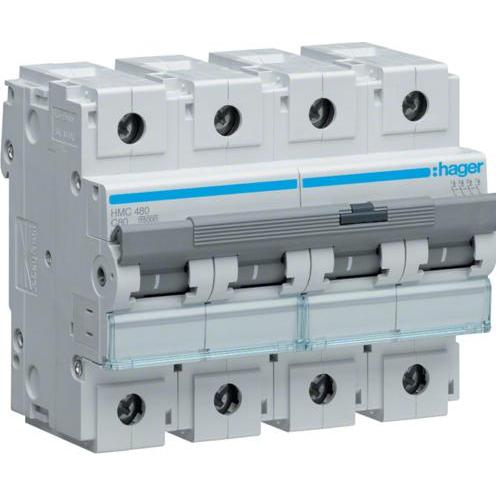 Hager, Schutzschalter, HAG HMC480 Leistungsschalter 4P 15kA C-80A 6M