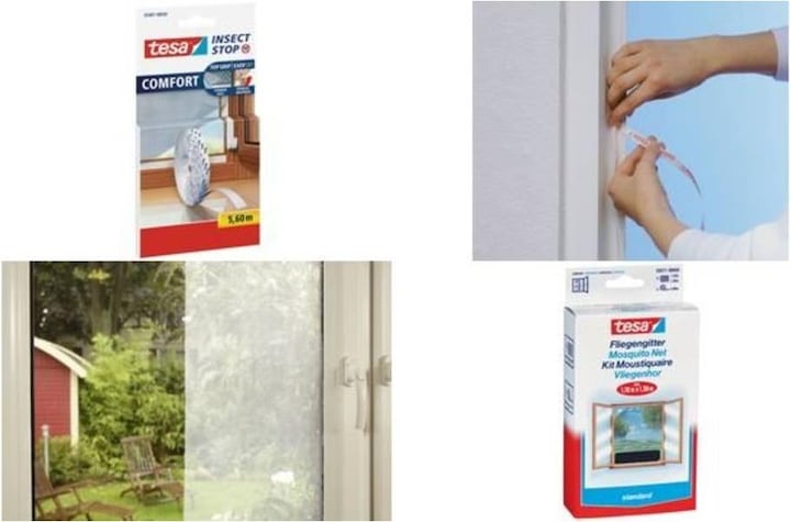 Produktbild tesa Insektenschutz STANDARD für Fenster, mit Klettband, ohne Bohren (110 x 130 cm)