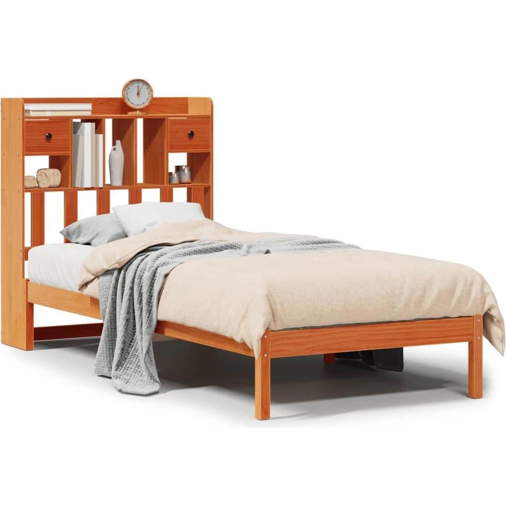 VidaXL, Bett, Massivholzbett Holzbett Bett Doppelbett Bettgestell Wachsbraun 140x190cm (140 x 190 cm)